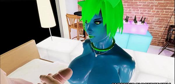  Sexy 3D Blue Alien Monster Babe With Big Tits In Adult MMO!